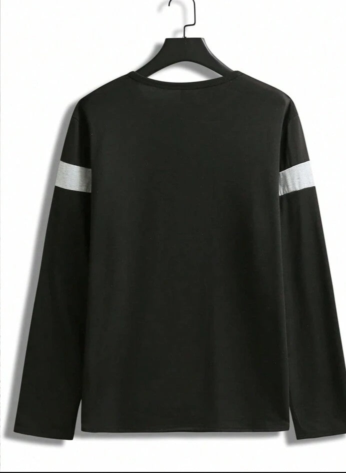 Manfinity Homme Camiseta de hombre con bloques de color, manga larga, otoño
